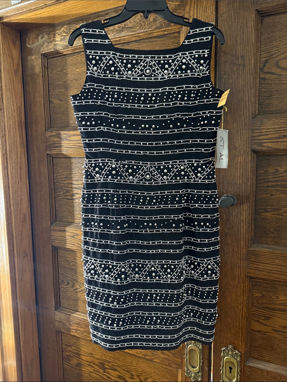 ET AL Sleeveless Black Beaded Sheath Dress